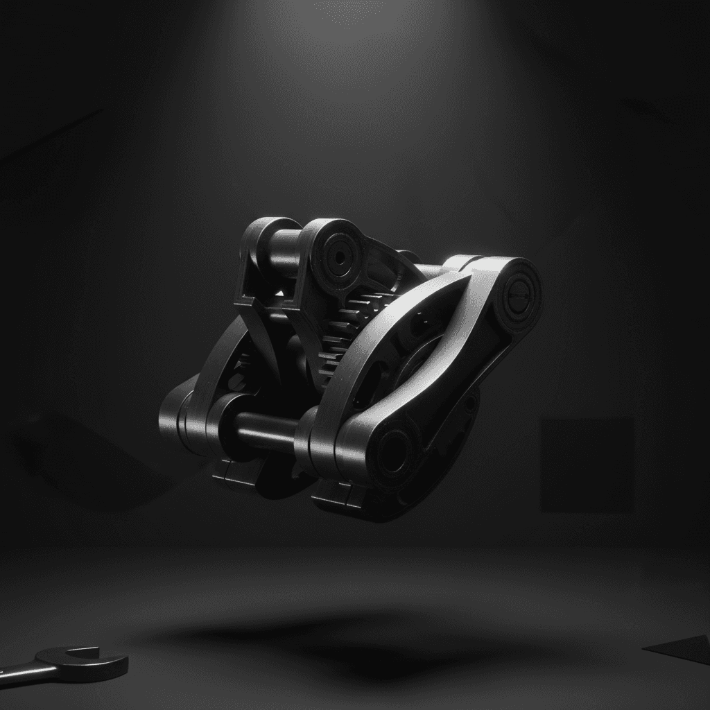 Close-up of a precision 3D-printed mechanical assembly